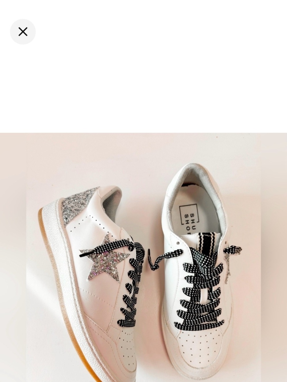 SHU SHOP PAZ White and Silver Women's Sneakers SIZE
6.5